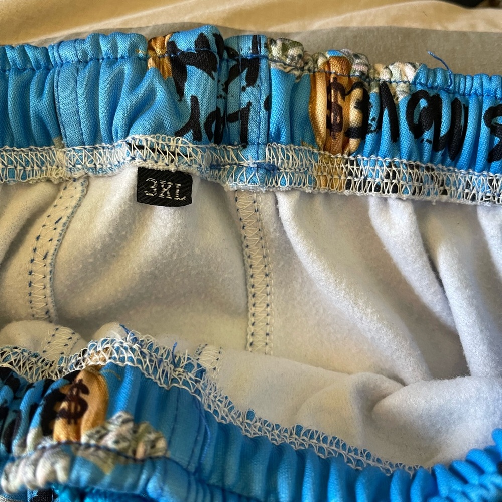 No brand boss lady knee length shorts/Fit like XL/blu-blk-gold/waist d.string